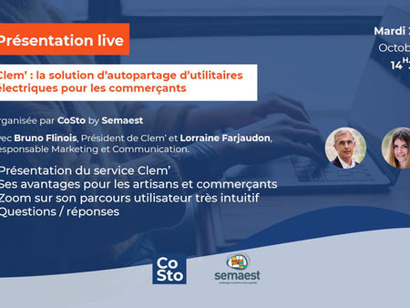 Présentation live de l’autopartage d’utilitaires zéro émission, rendez-vous le mardi 20 octobre !