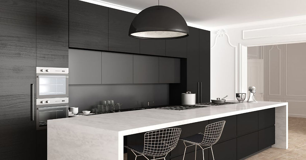 Cozinha clássica, design de interiores minimalista, close-up