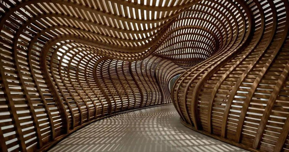 Exemplo de design paramétrico inspirado na natureza, demonstrando a aplicação de princípios de biomimética para criar estruturas eficientes.