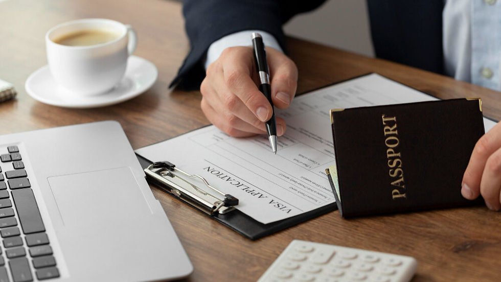 a man filling his visa application