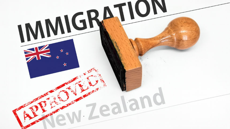 Picture of New Zealand Immigration form and stamp of approval