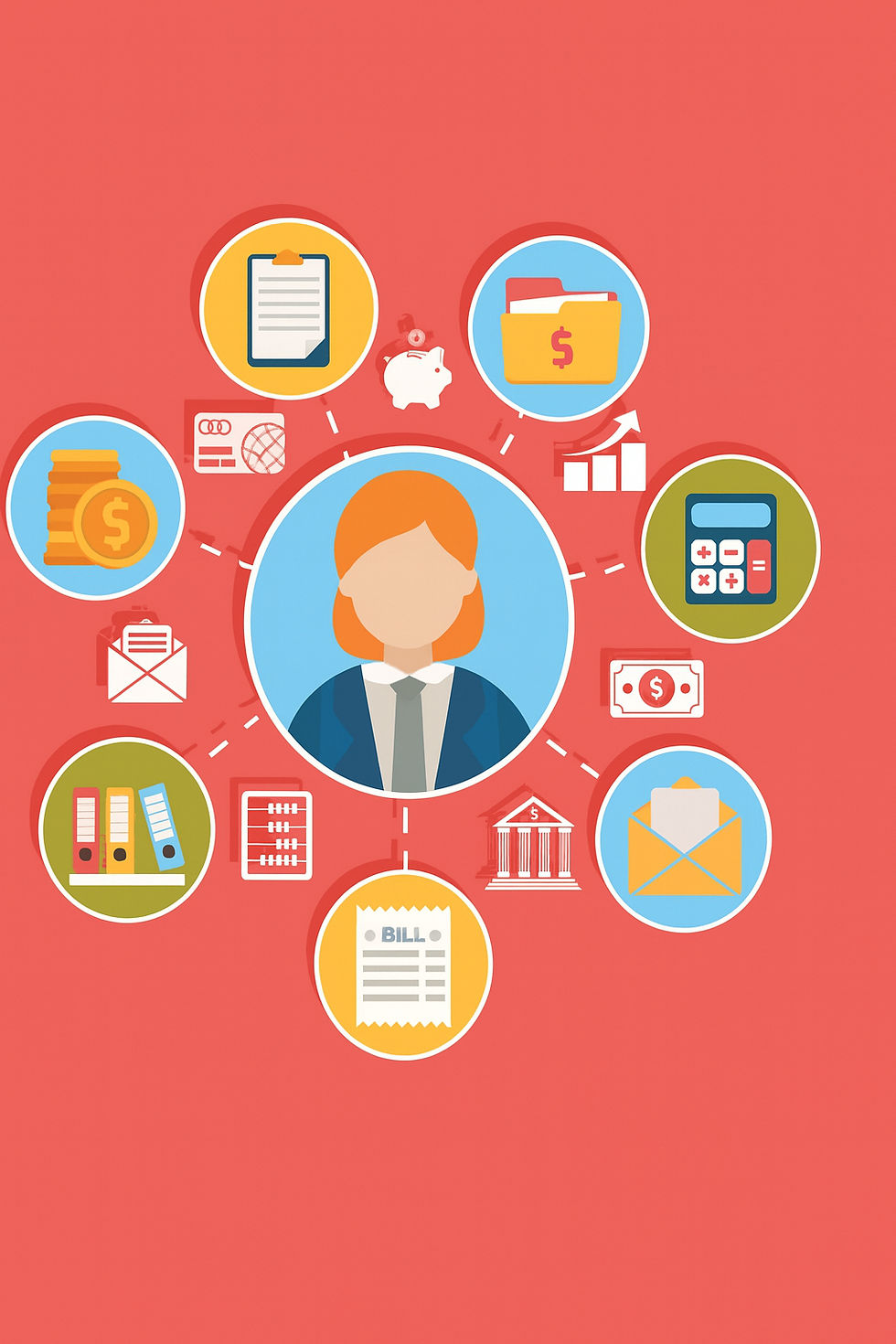 Vector Image of a student having many career options represented in a circle