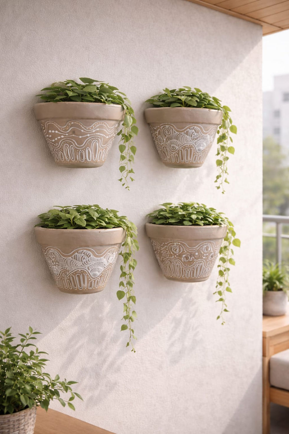 Miniatura: Kit 4 Vasos de Parede Liso Borda – Linha Parede Orgânica Aline Pezato