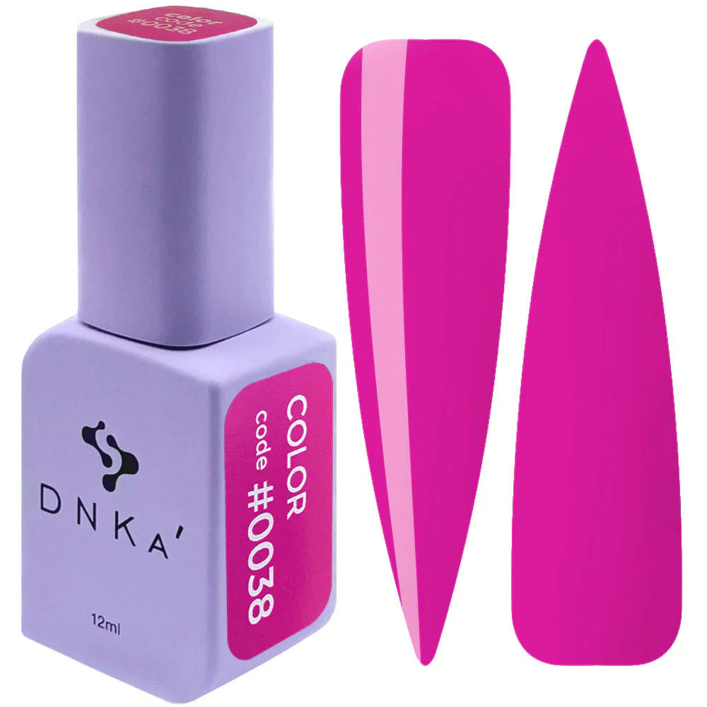 Esmalte semipermanente DNKa' #0038 fucsia con muestras