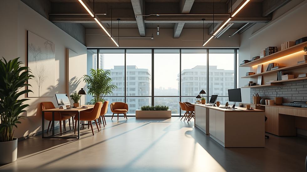 Wide angle view of a modern e-commerce workspace