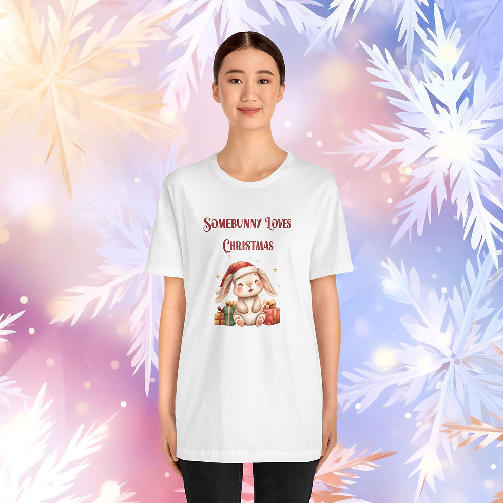 Thumbnail: Somebunny Loves Christmas tshirt,  Gift for bunny lover, Christmas Bunny