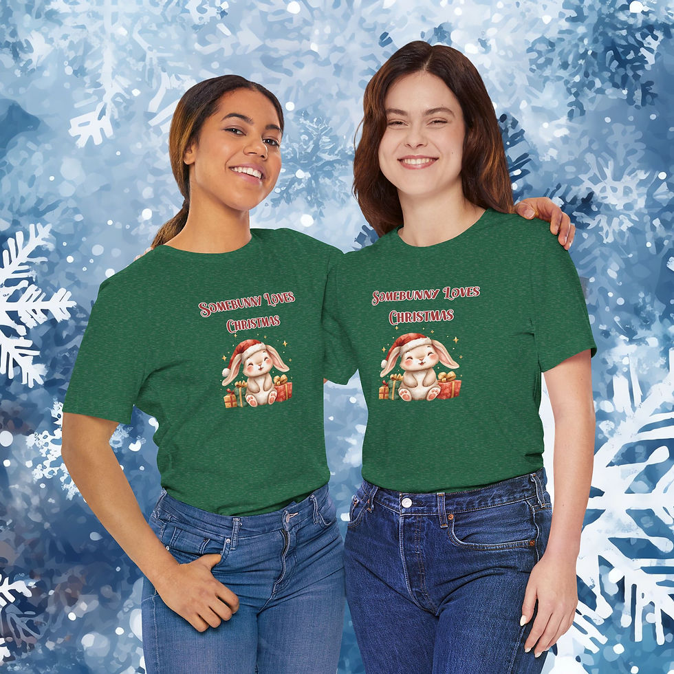 Thumbnail: Somebunny Loves Christmas tshirt,  Gift for bunny lover, Christmas Bunny