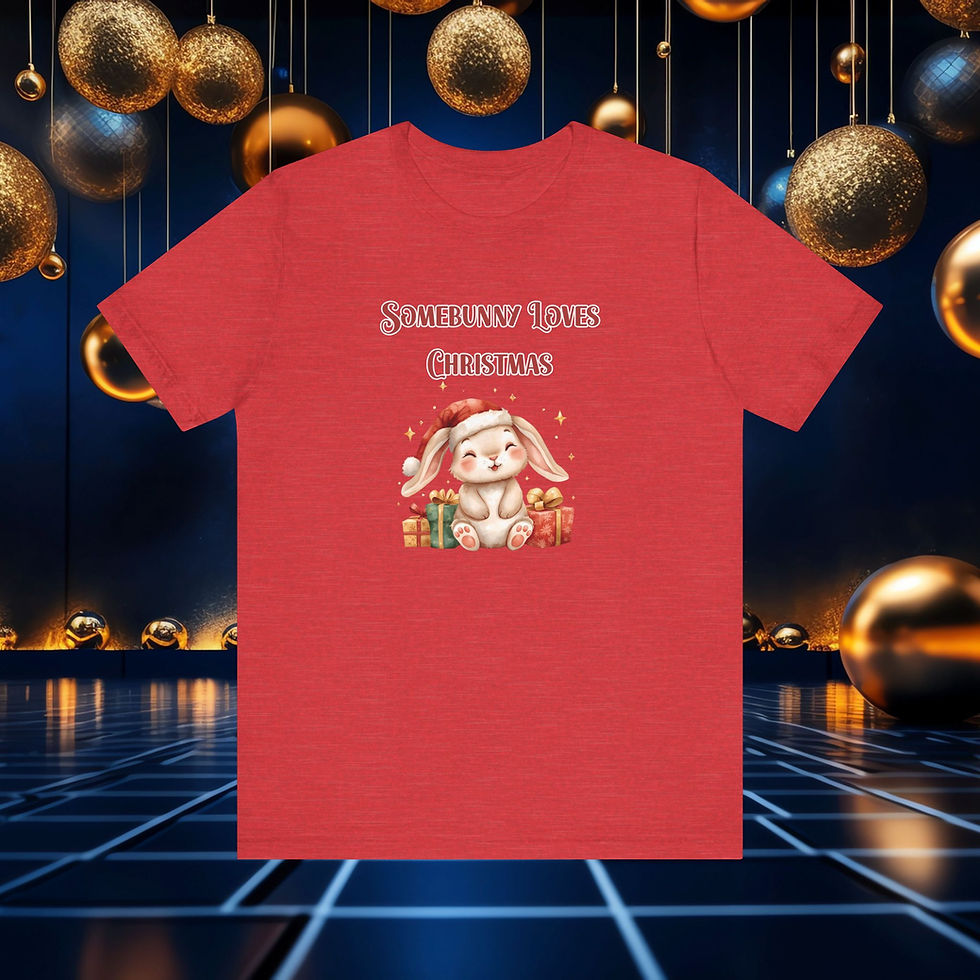 Thumbnail: Somebunny Loves Christmas tshirt,  Gift for bunny lover, Christmas Bunny