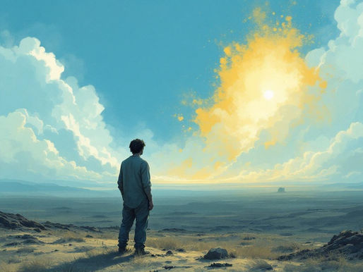 Uomo che guarda il futuro incerto