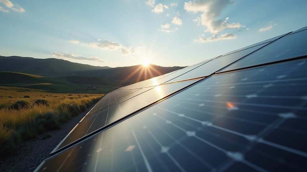 Eye-level view of solar panels powering a bitcoin mining operation