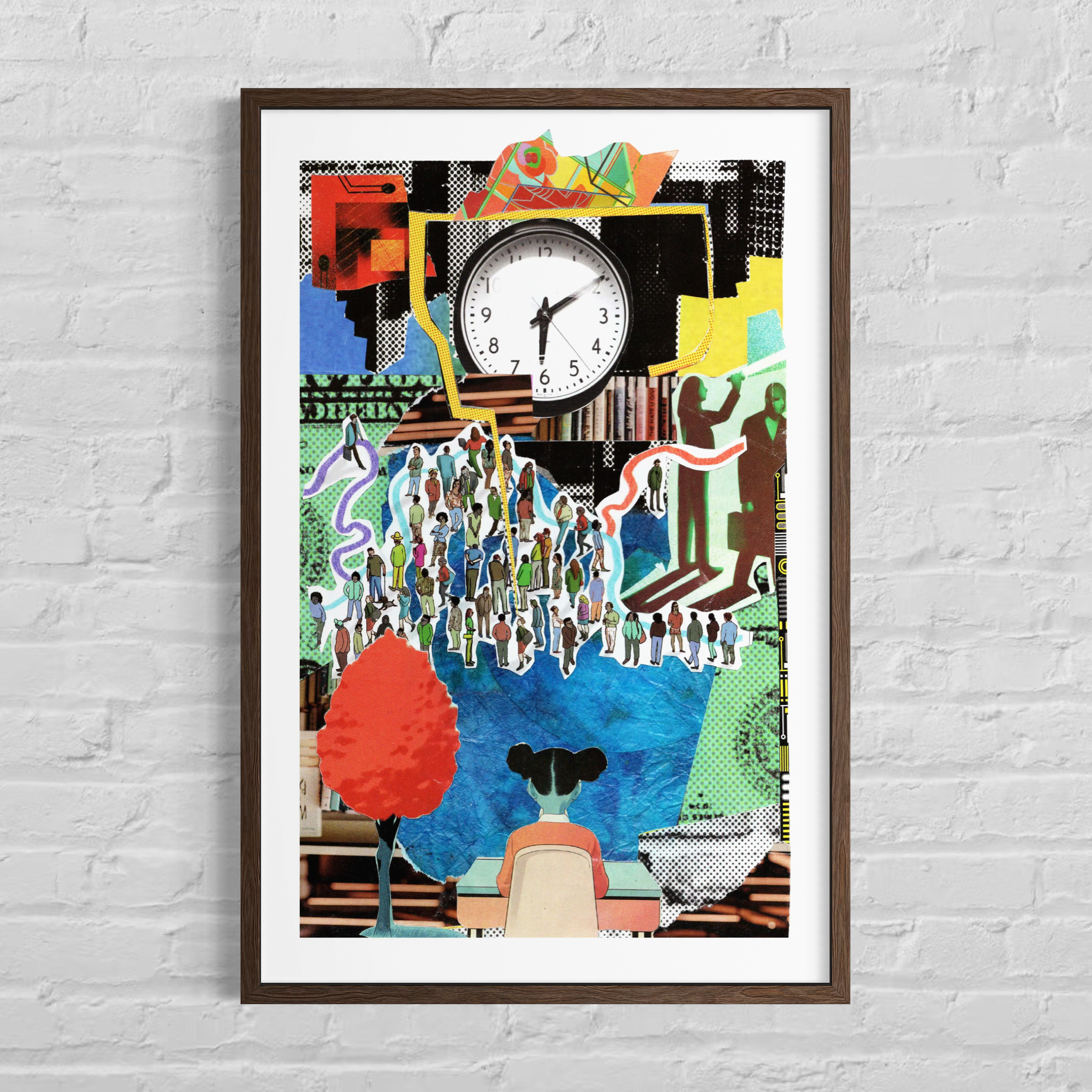 Introspective Fine Art Print titled Idle Time showing a seated figure in a state of quiet observation amidst a blurred, busy