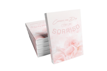 Capa do eBook 'Comece seu Dia com um Sorriso' em tons suaves, trazendo uma mensagem de inspiração para começar o dia com positividade.