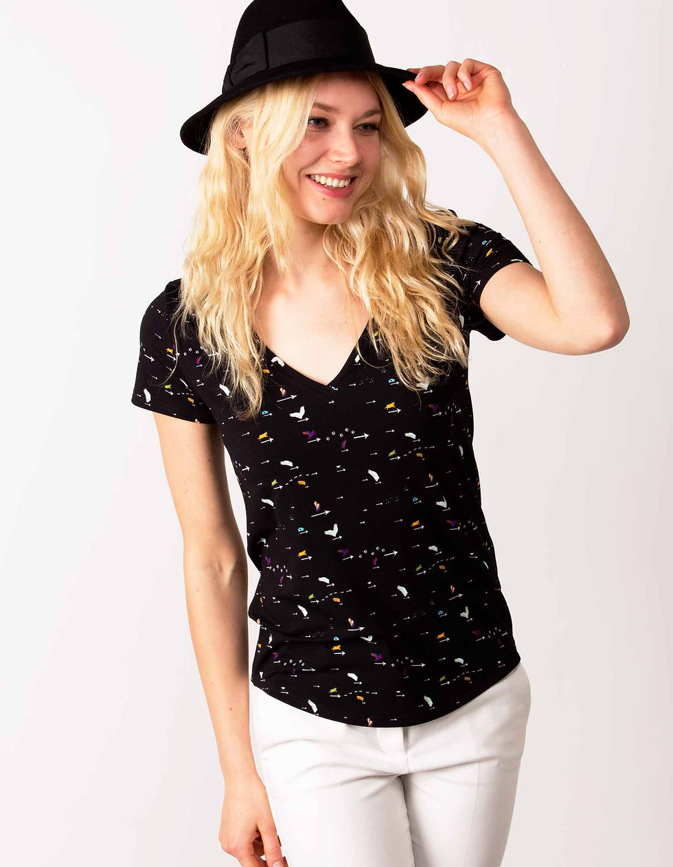 Miniature : t-shirt noir manches courtes pour femmes