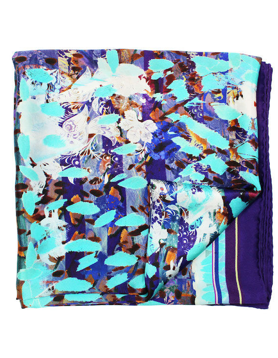 Miniature : foulard en soie bleu