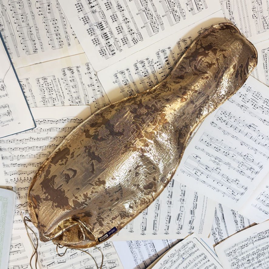 Miniature : Violin Viola Royal Gold jacquard bag