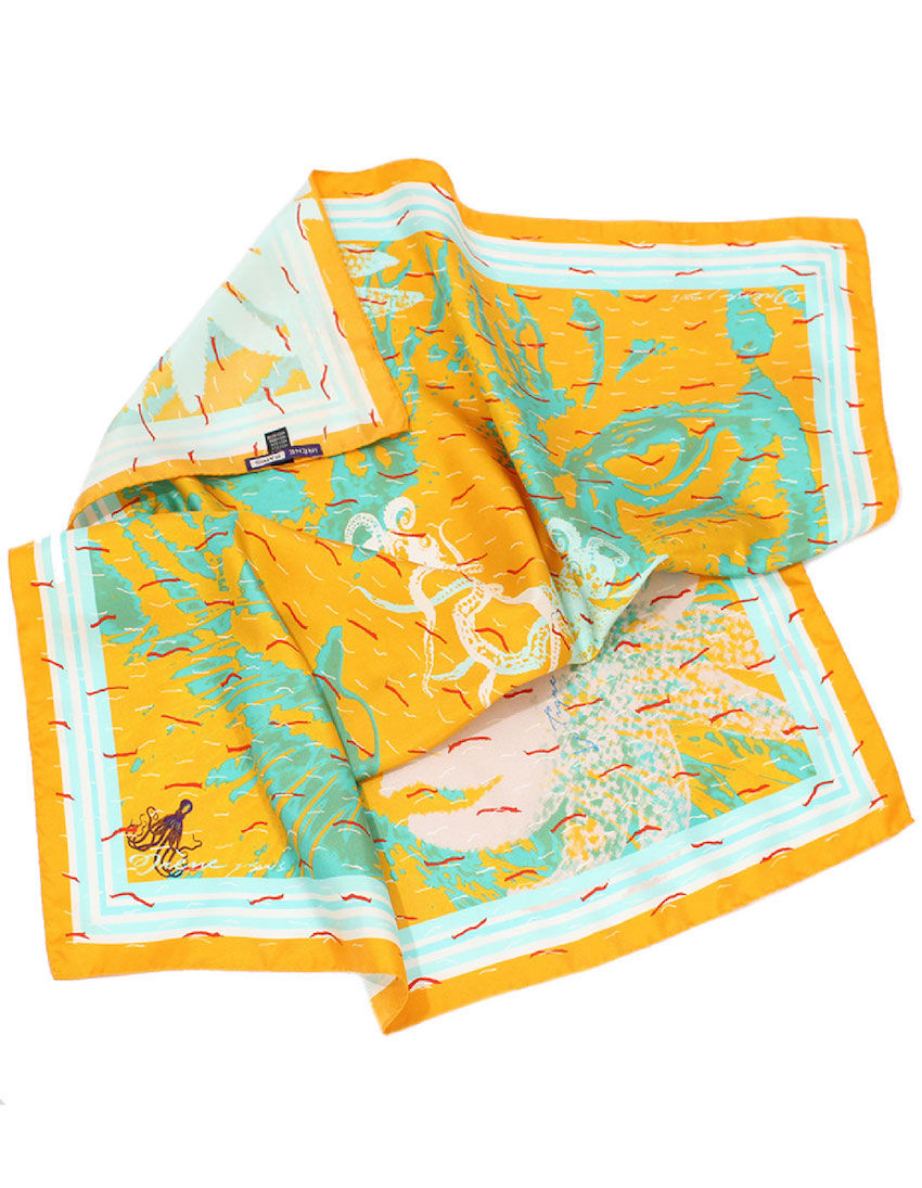 Miniature : yellow tiger silk scarf irene paris