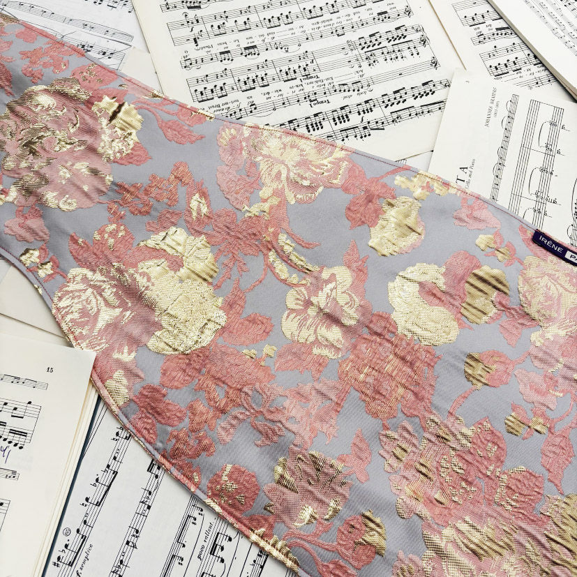 Thumbnail: Violin Viola Gold Grey jacquard bag