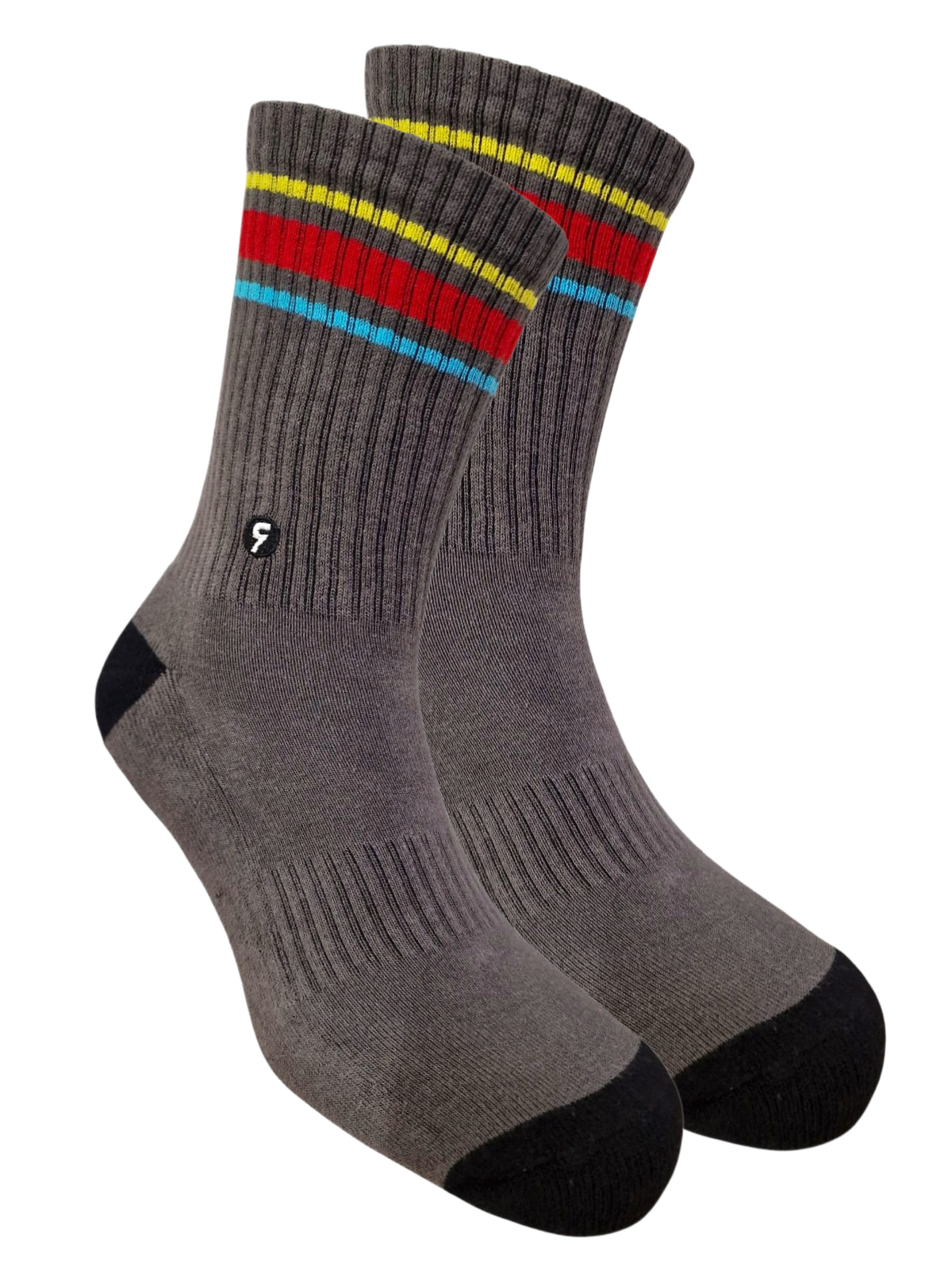 Rebel Classic Crew Socks Grey Stripe