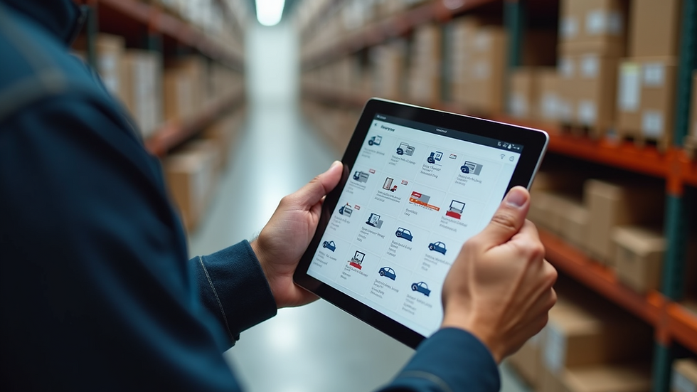 High angle view of a logistics coordinator checking delivery schedules on a tablet