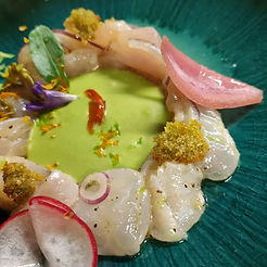 Chef privé Stéphane Varichon entrée de la mer ceviche de vieille poisson arrivage Loctudy