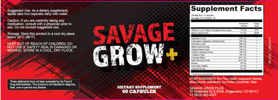 Savage Grow Plus Label