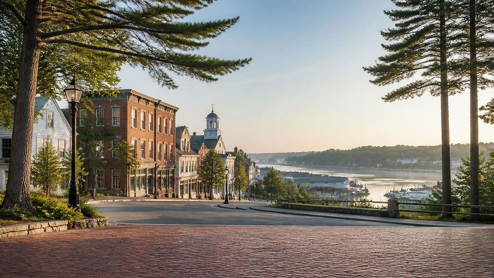 A serene background image inspired by Brunswick, Maine_ coastal New England charm with his