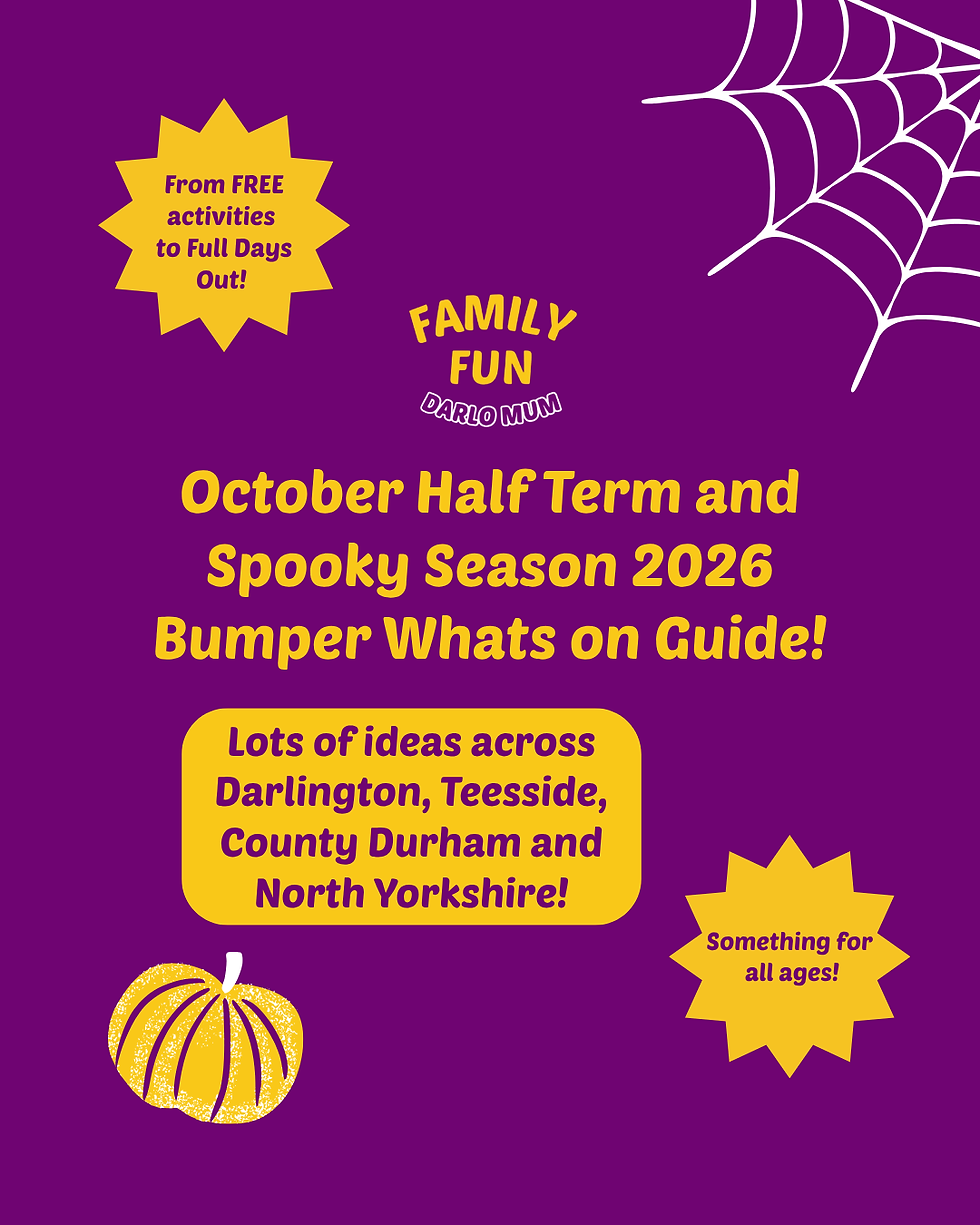 A bumper guide listing family friendly events and activities for October Half Term and the rest of October for 'Spooky Season'. From autumn days out, pumpkin picking, activity sessions, halloween events and more! Lots of ideas for all ages and budgets within Darlington, Teesside, County Durham and North Yorkshire.,