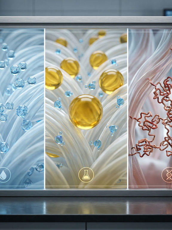 Molecular diagram showing three categories of carpet stains and how they interact with fibers