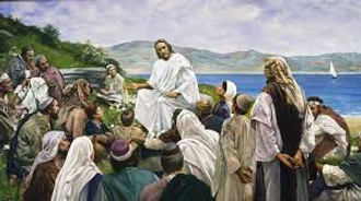 Jesus talks to the crowd