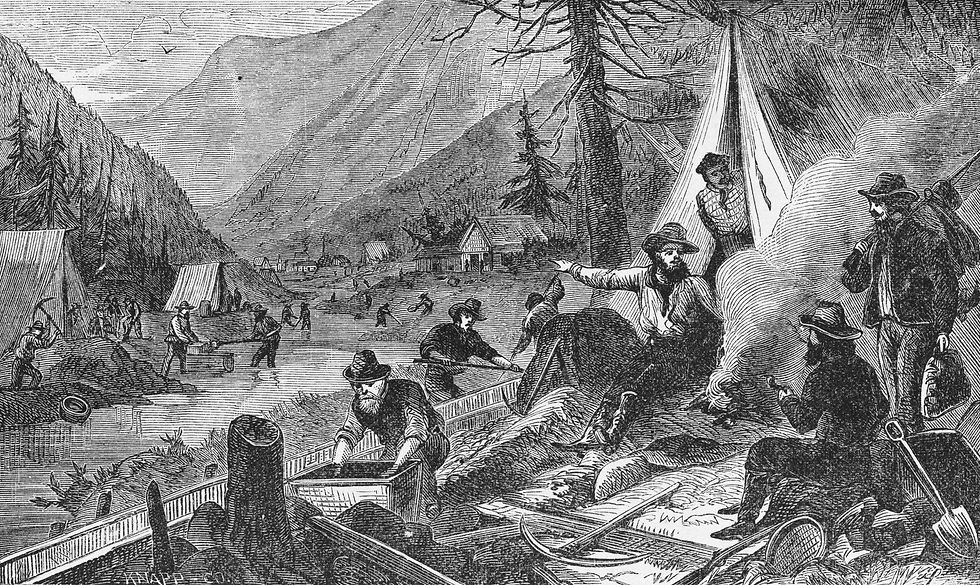 Miners Panning for Gold, illustration