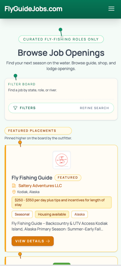 Fly Guide Jobs Listing Page