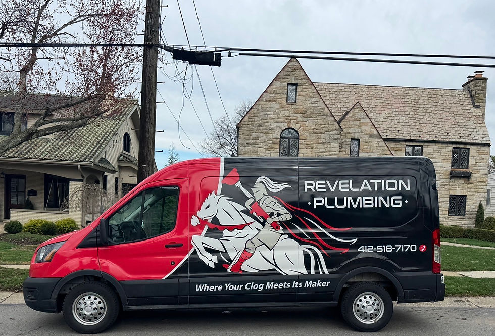 a revelation plumbing van in Pittsburgh doing a same day sewer unclog service