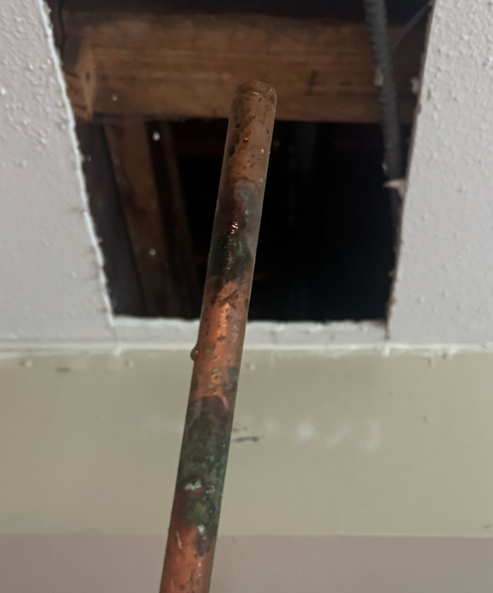 Revelation Plumbing Repairing a copper pinhole leak in the north hills of Pittsburgh