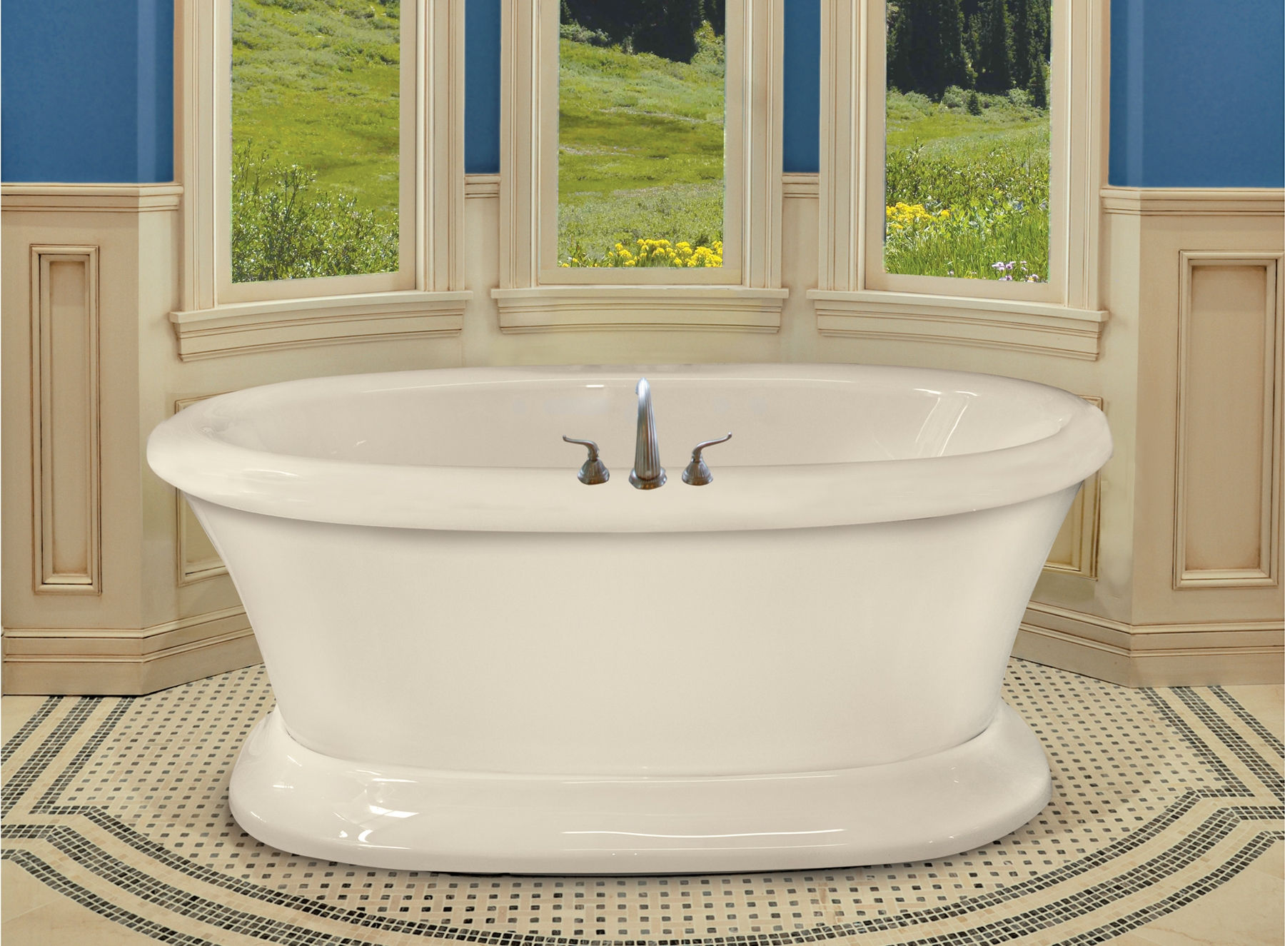 Tahoe 7242SD Air 12 Jet Freestanding Whirlpool Tub with Pedestal