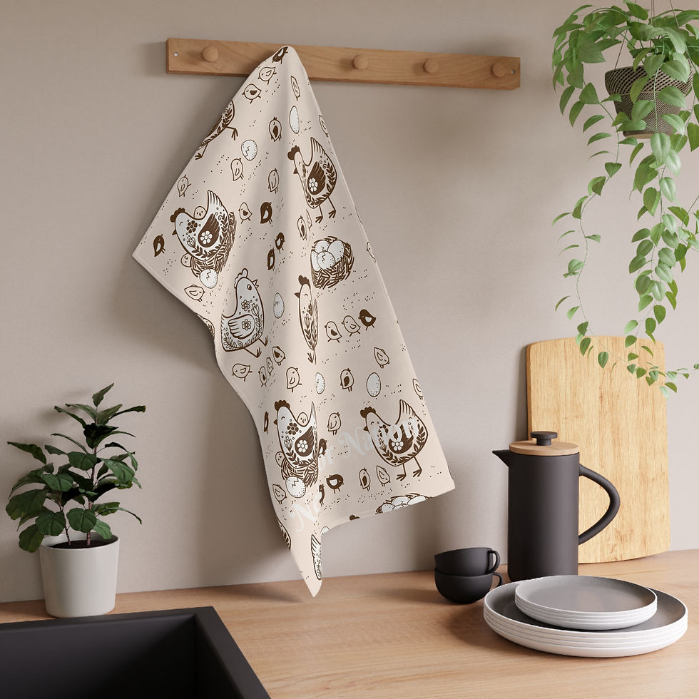 Thumbnail: Farmhouse Tea Towels with Whimsical Chicken Design