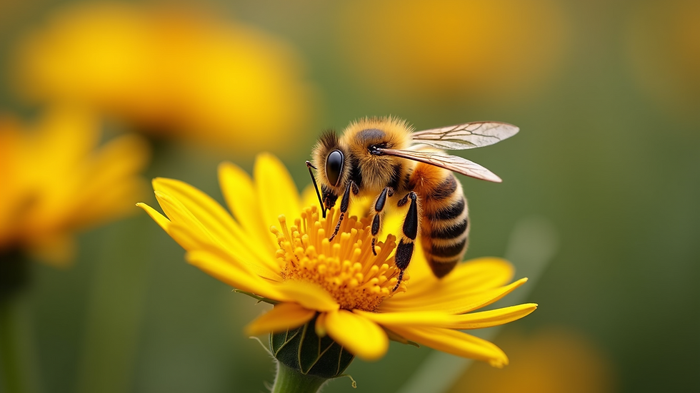 Close-up view of a bee collecting pollen from a flower