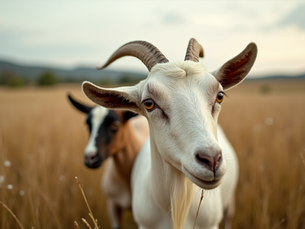 Two goats in a field