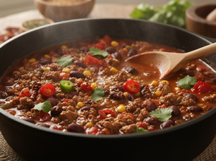 A warm pot of homemade southern chili