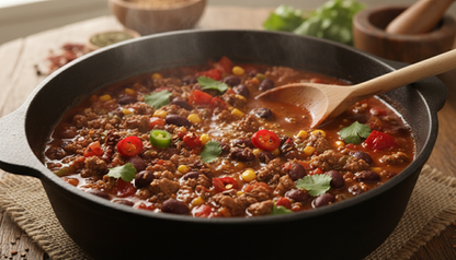 A warm pot of homemade southern chili