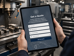 get a quote image - man holding an ipad in the factory