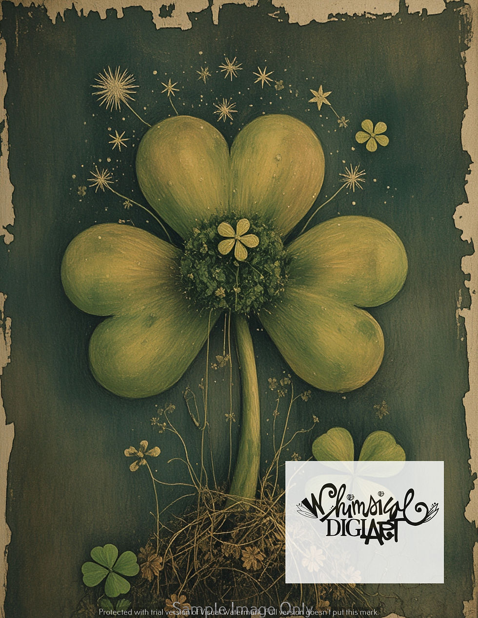 Thumbnail: Golden Charms and Clover Dreams 9 ATC and 1 Sayings