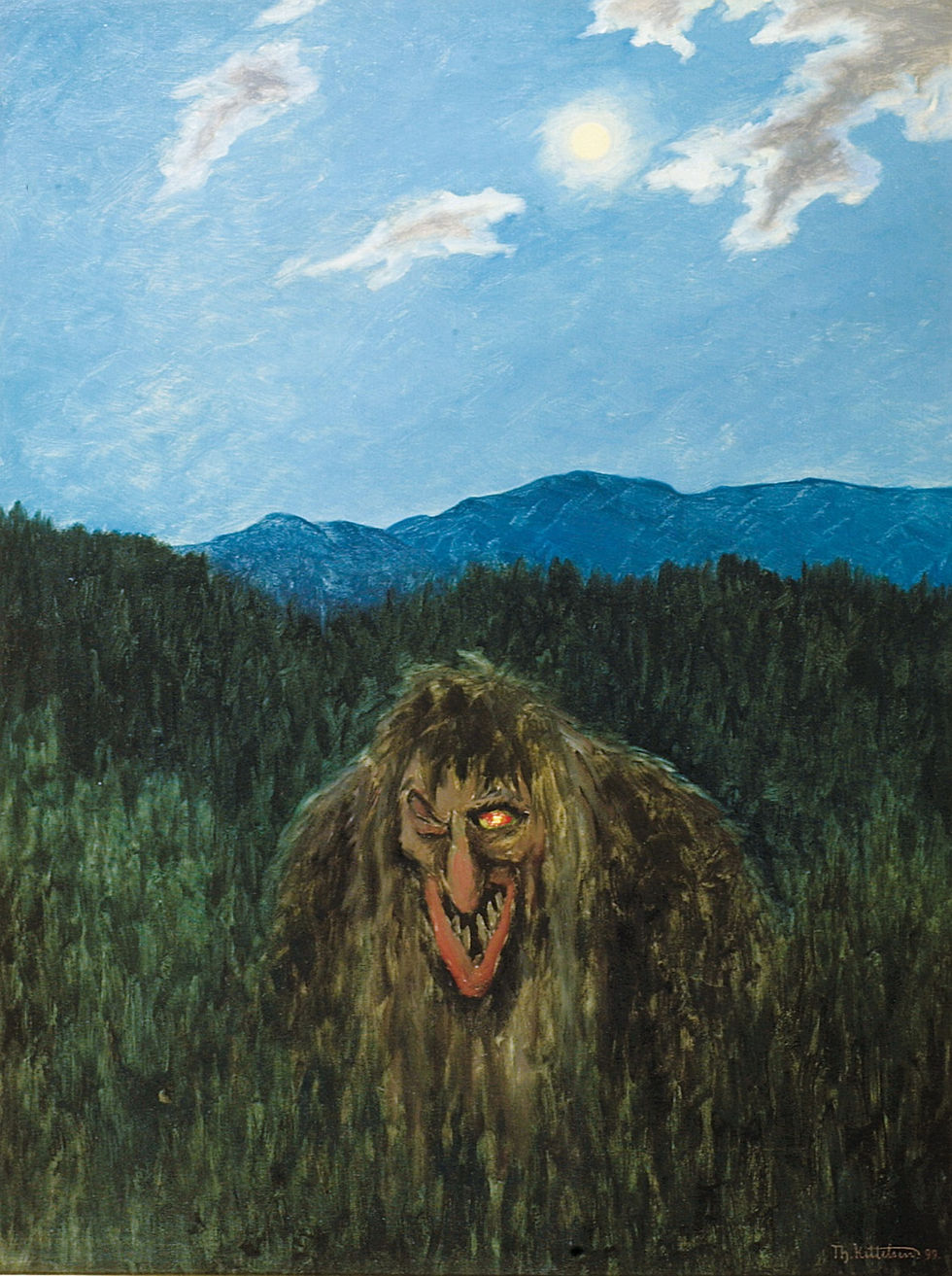 Painting of a Norwegian forrest troll