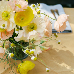 Summer wedding flower arrangement at boutique hotel wedding in charming wine country mendocino california