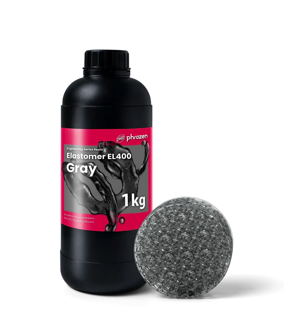 Frasco de 1Kg da Resina Elastomérica EL400 da Phrozen, ideal para impressões 3D industriais com alta elasticidade