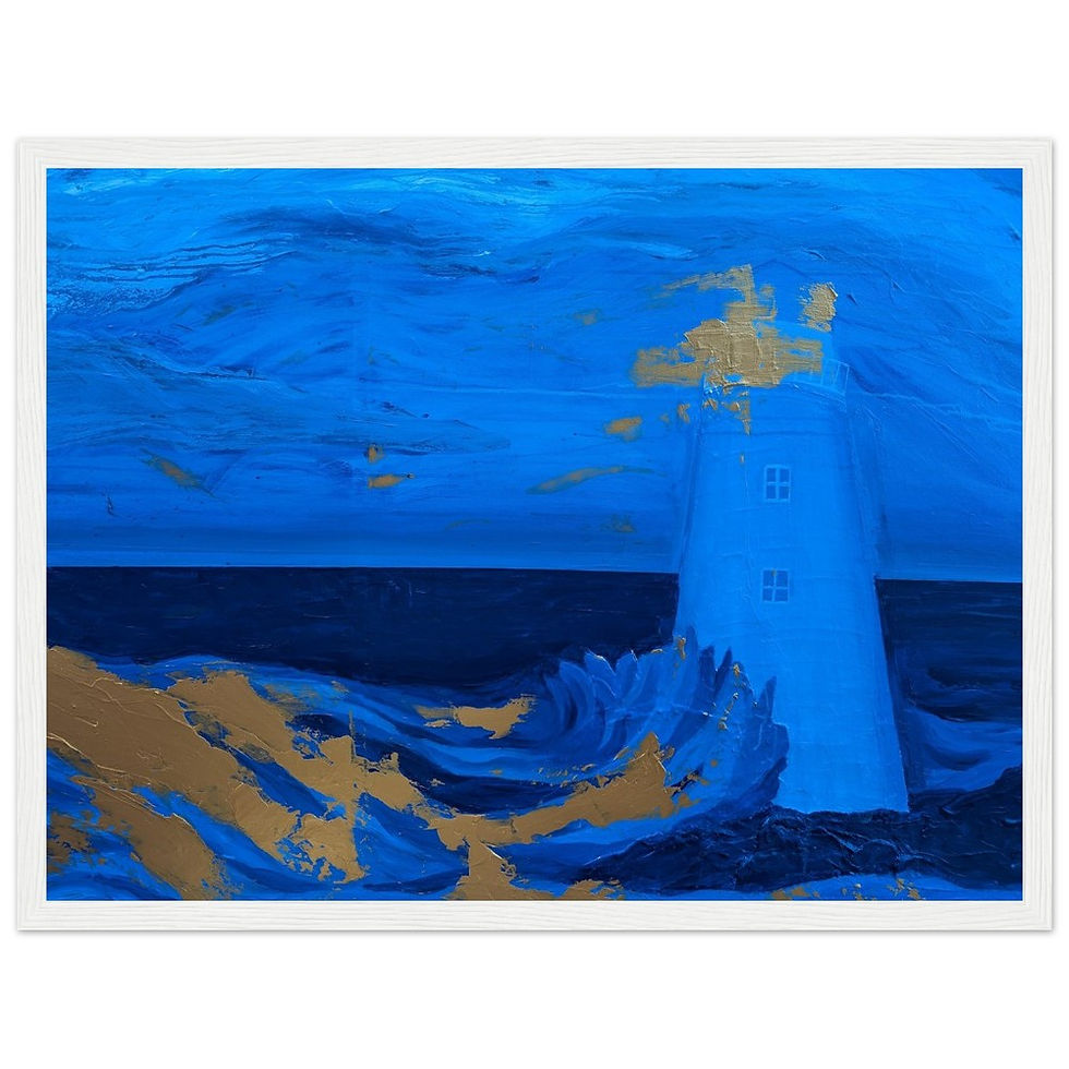 Thumbnail: Blue Lighthouse Matte Paper Wooden Framed Poster