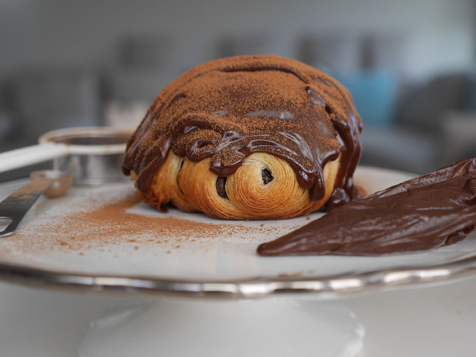 Messy chocolate croissant