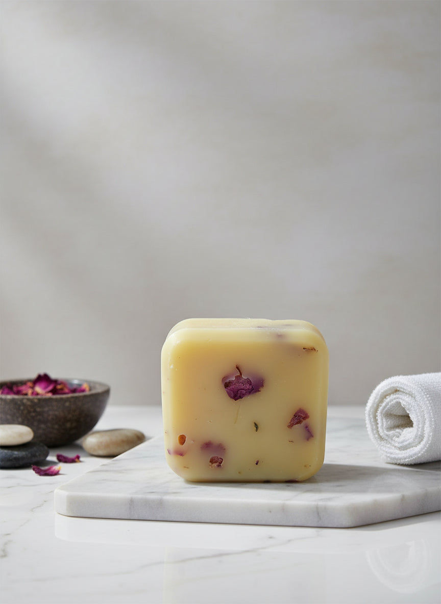 Lotion Bar With Rose Petals