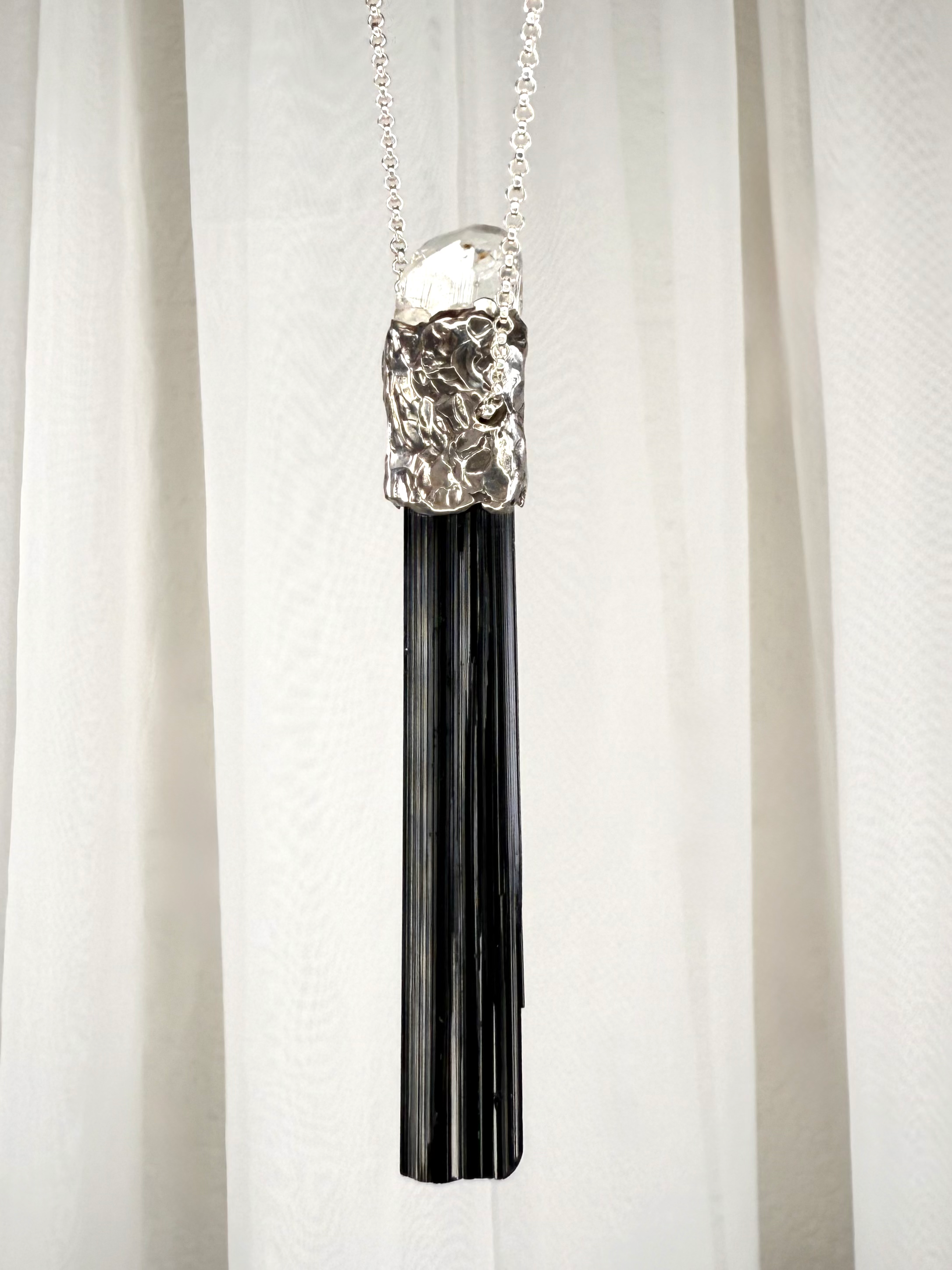 Black Tourmaline + Topaz Shale Necklace