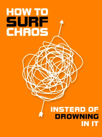 Poster with chaotic scribbled line on orange background