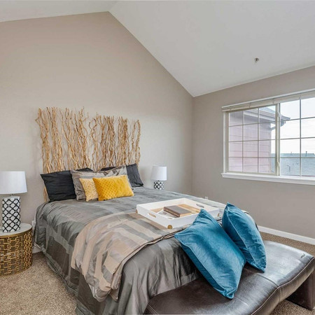 staged master bedroom